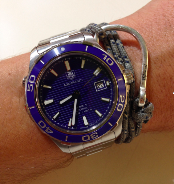 Martin Gergely's blue Tag Heuer luxury wristwatch